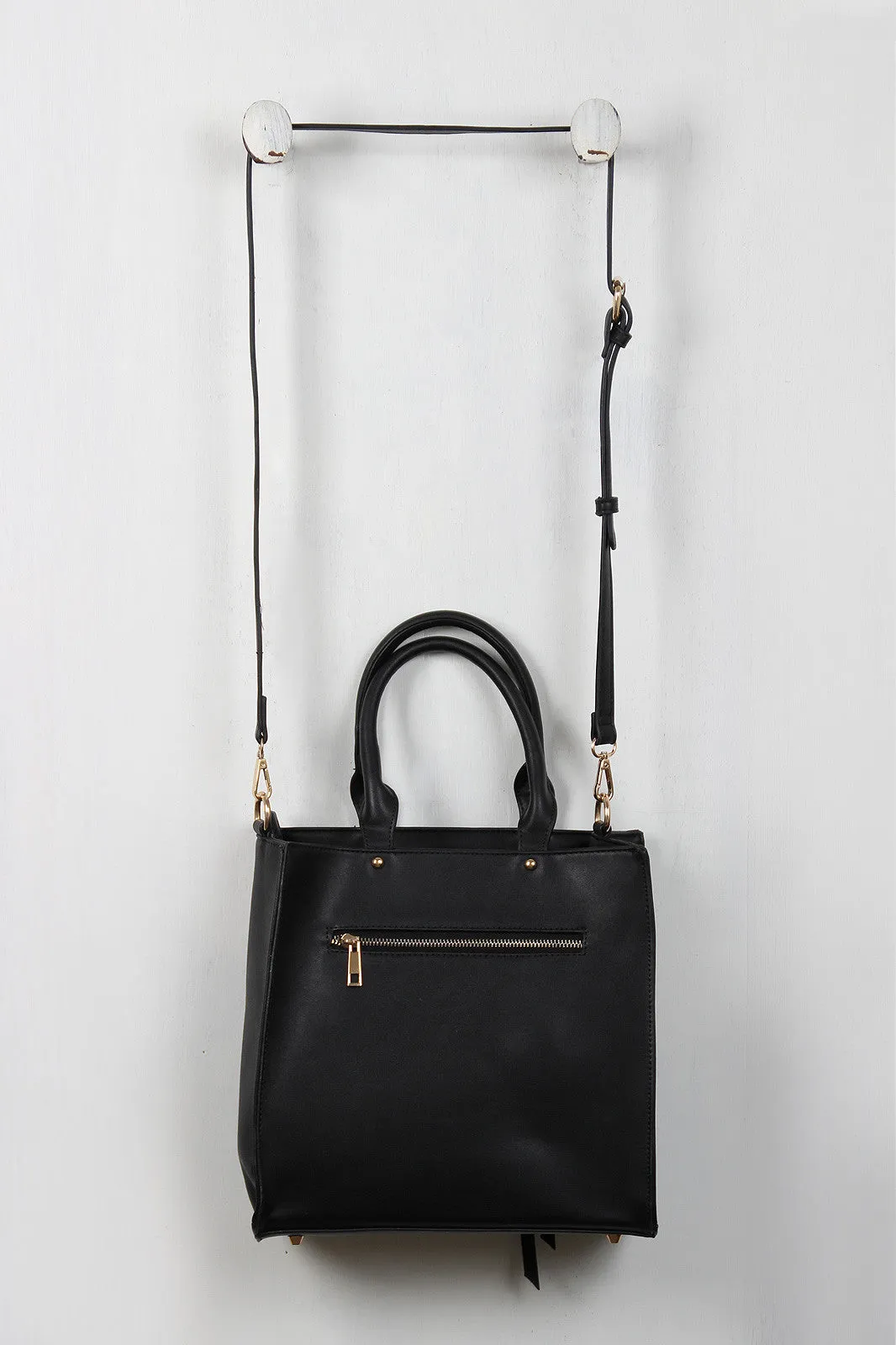 Structured Boxy Vegan Leather Tote Bag