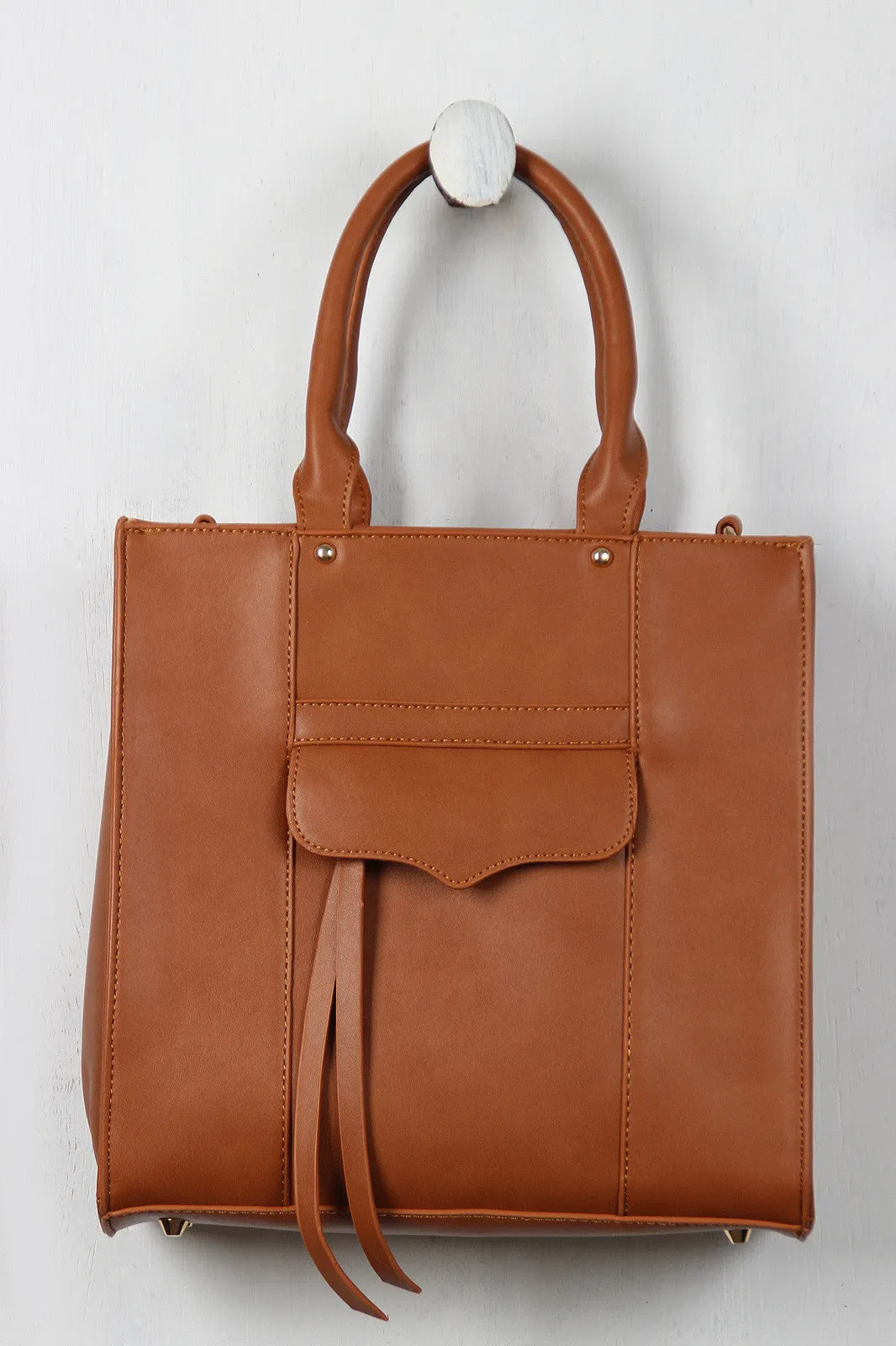 Structured Boxy Vegan Leather Tote Bag