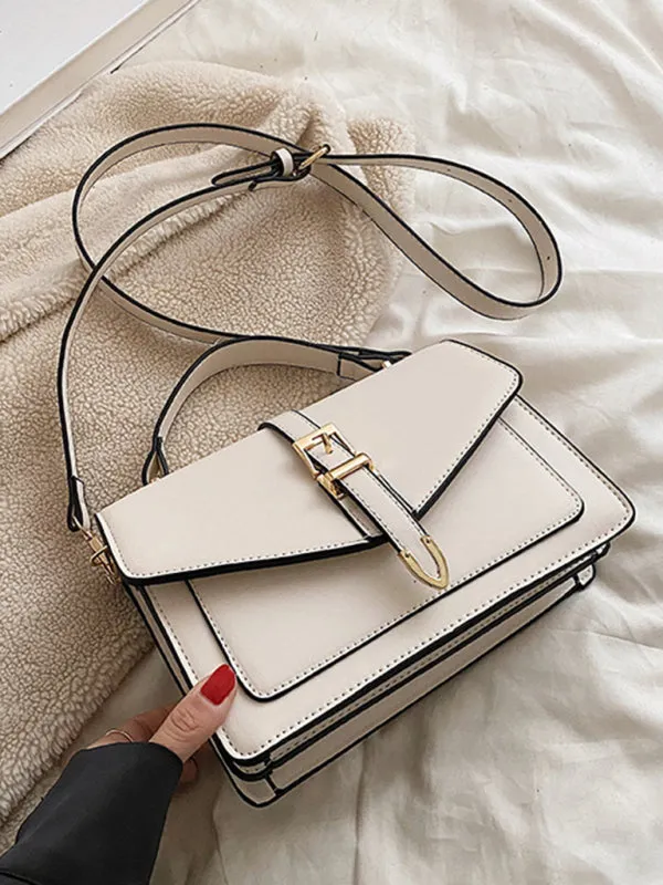 Structured Faux Leather Crossbody Satchel Bag