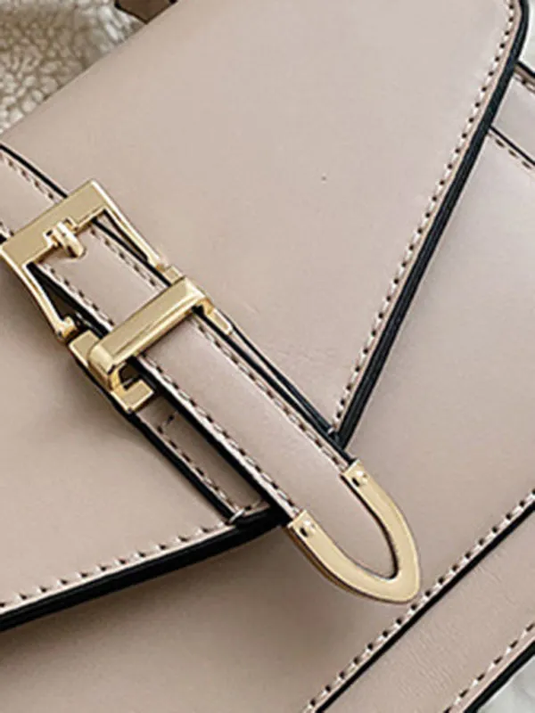 Structured Faux Leather Crossbody Satchel Bag