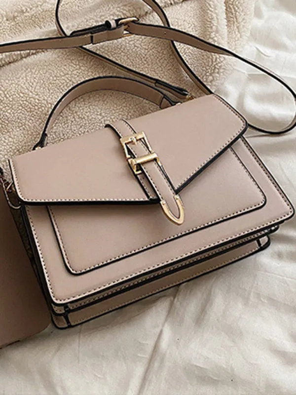 Structured Faux Leather Crossbody Satchel Bag