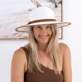 Sundaise Bonnie Wide Brim - White Suede Trim