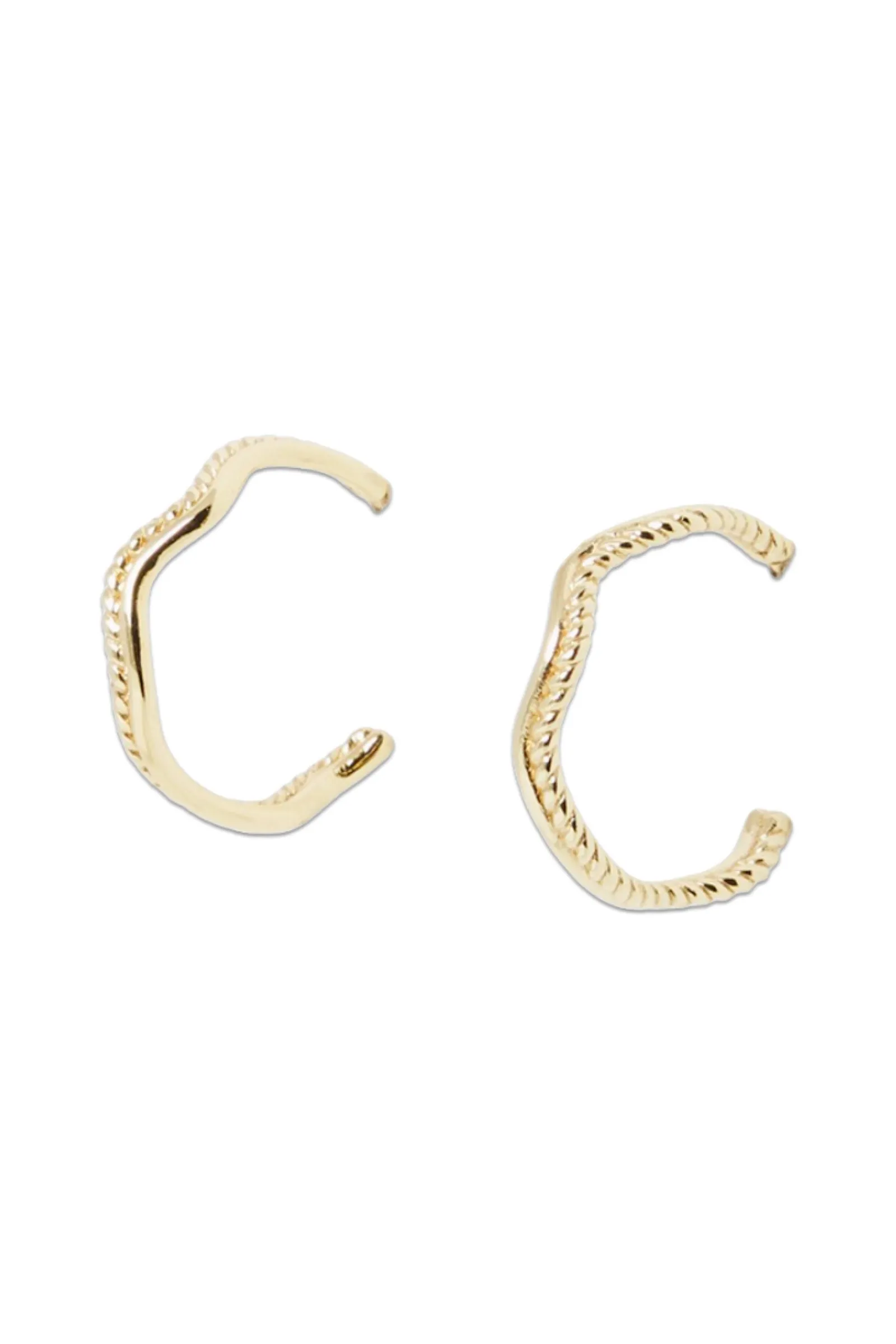 Tabitha Wavy Twisted Gold Plated Hoop Earrings Large