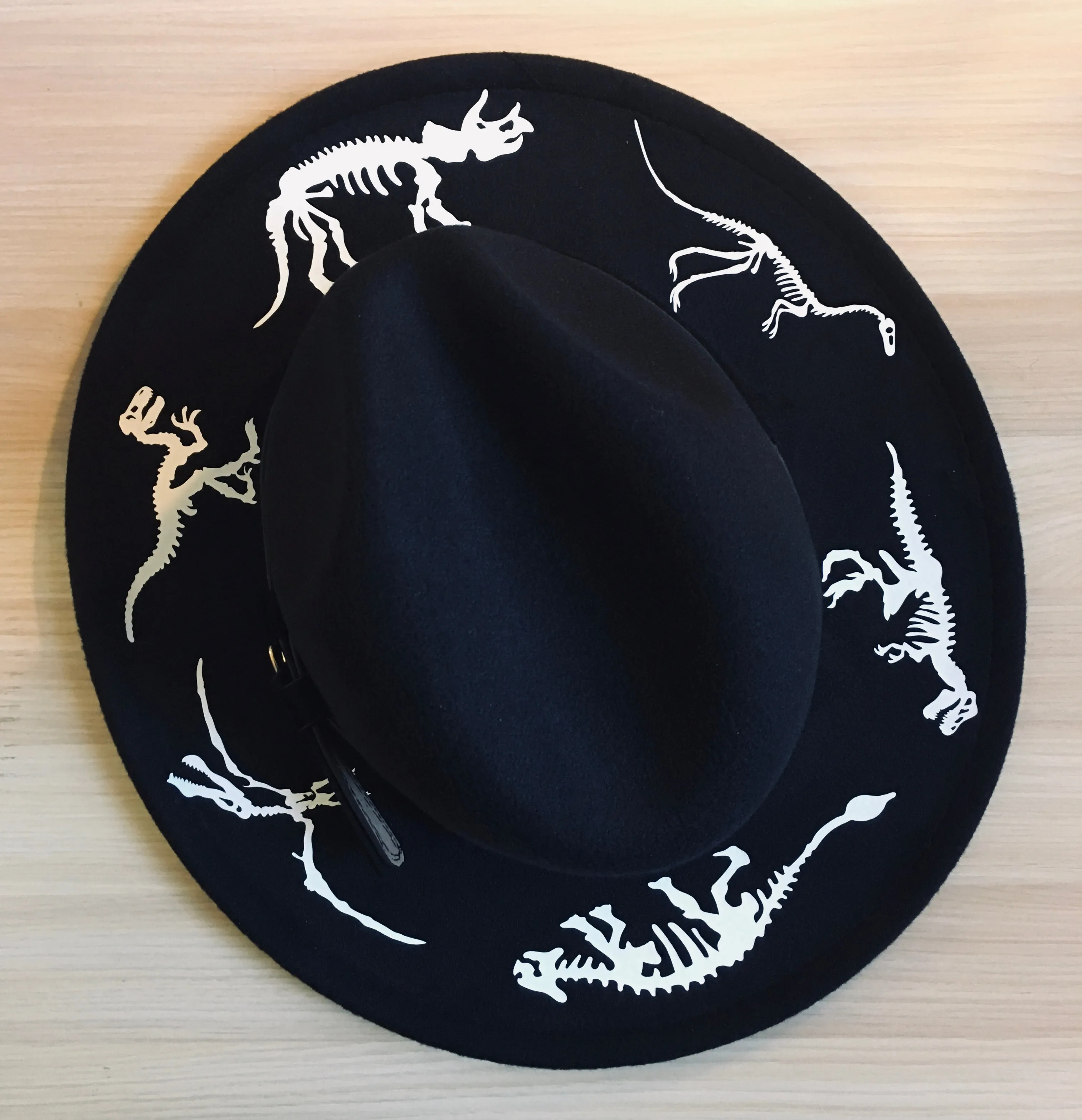 Vegan Felt Hat - Dino Skeletons