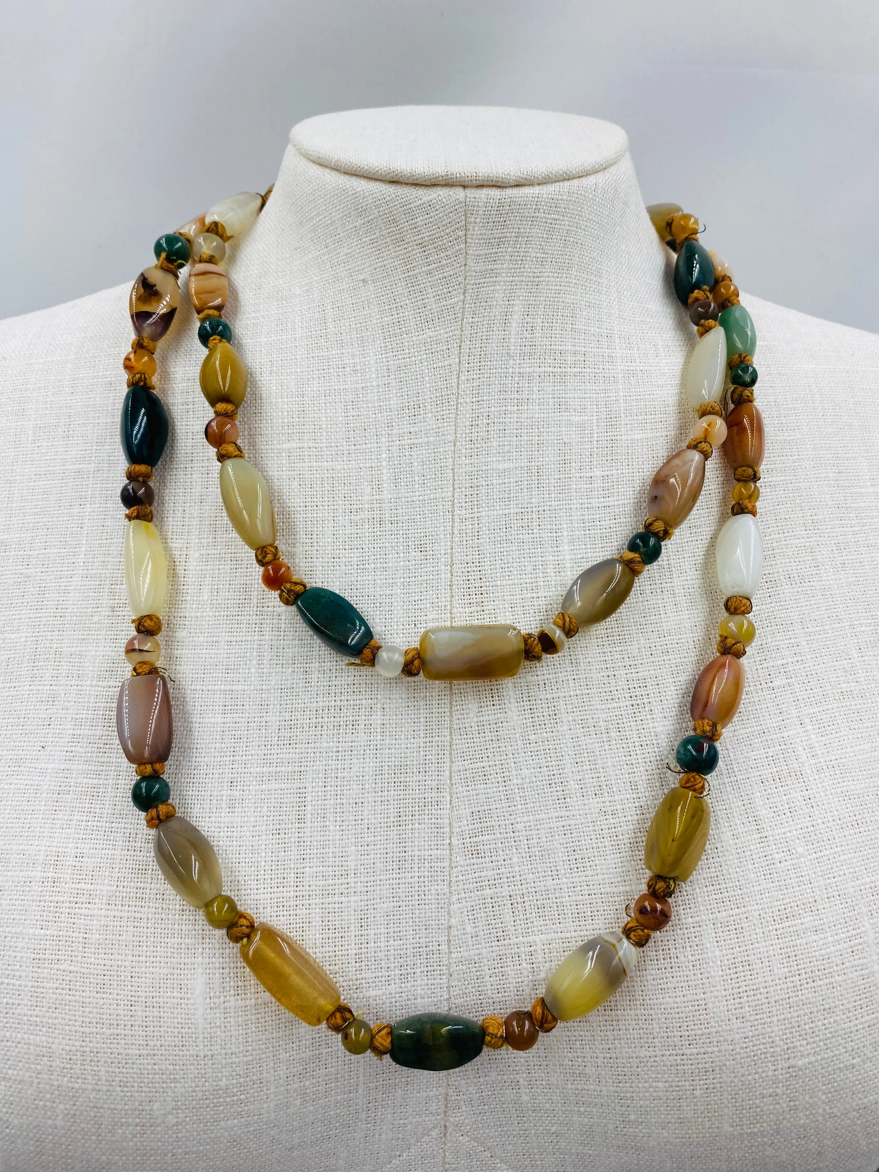 Vintage Chunky Natural Stone Necklace, 48"