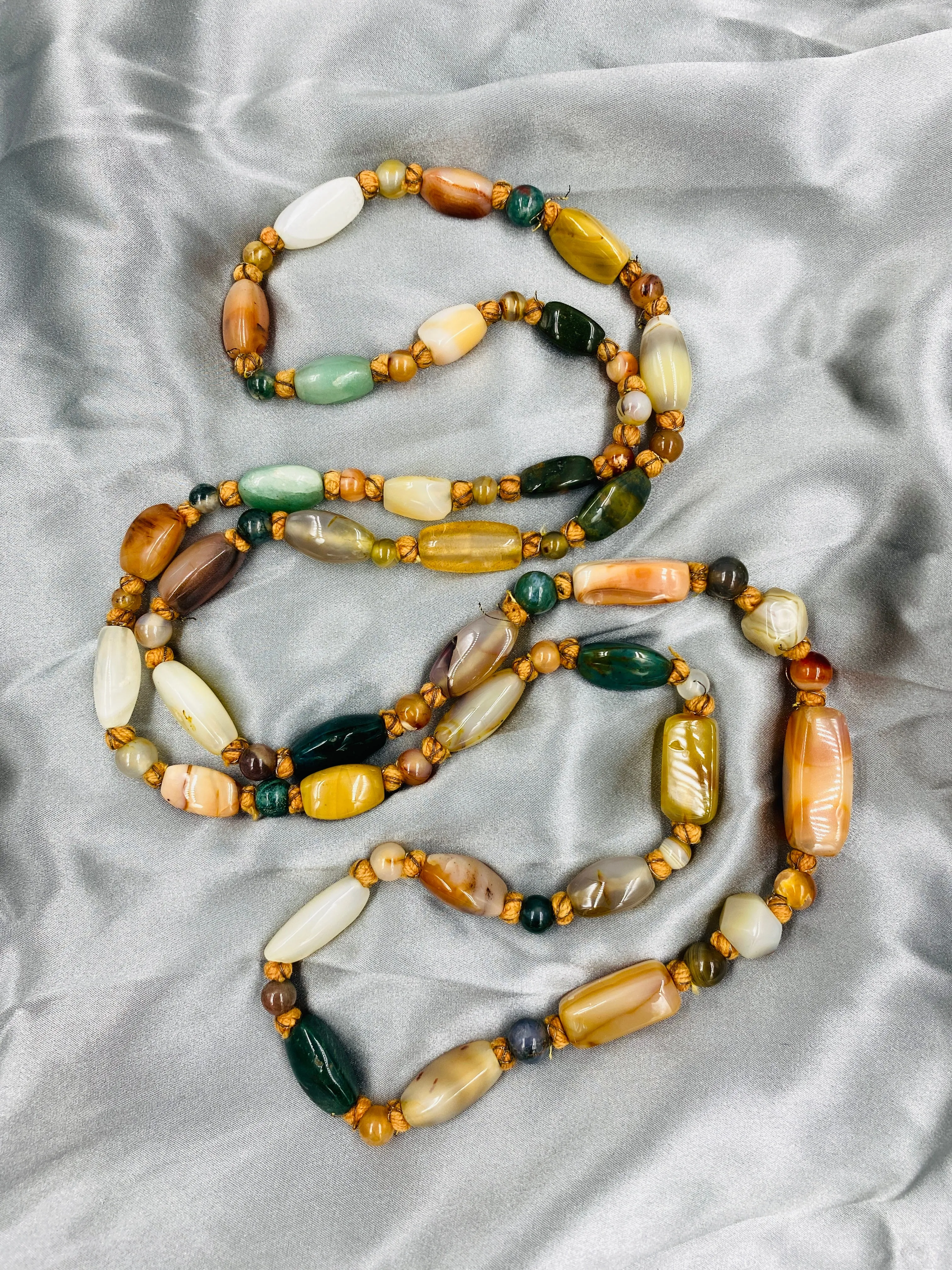 Vintage Chunky Natural Stone Necklace, 48"