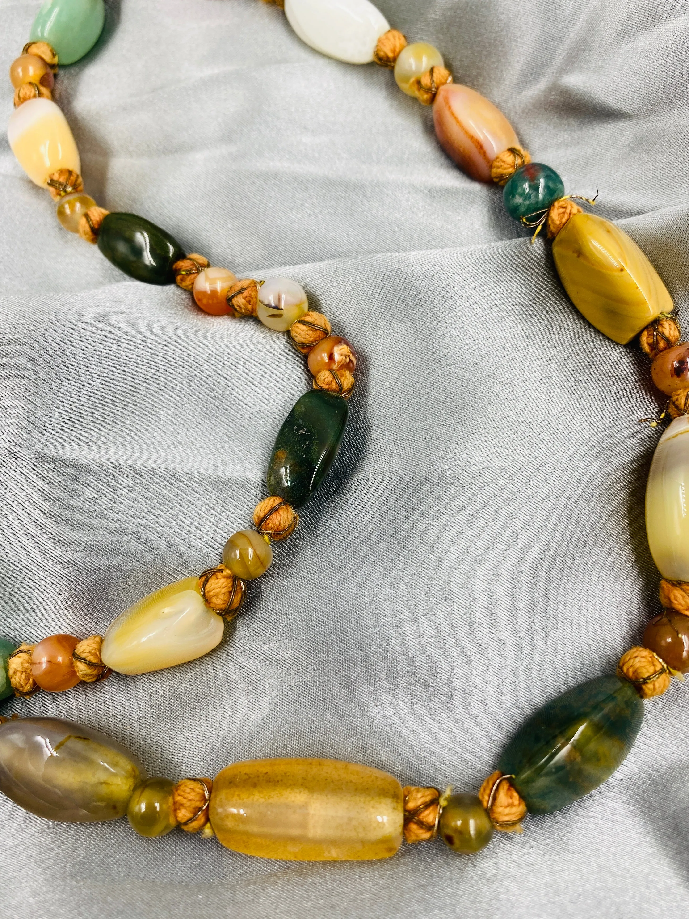 Vintage Chunky Natural Stone Necklace, 48"