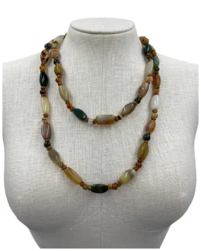 Vintage Chunky Natural Stone Necklace, 48"