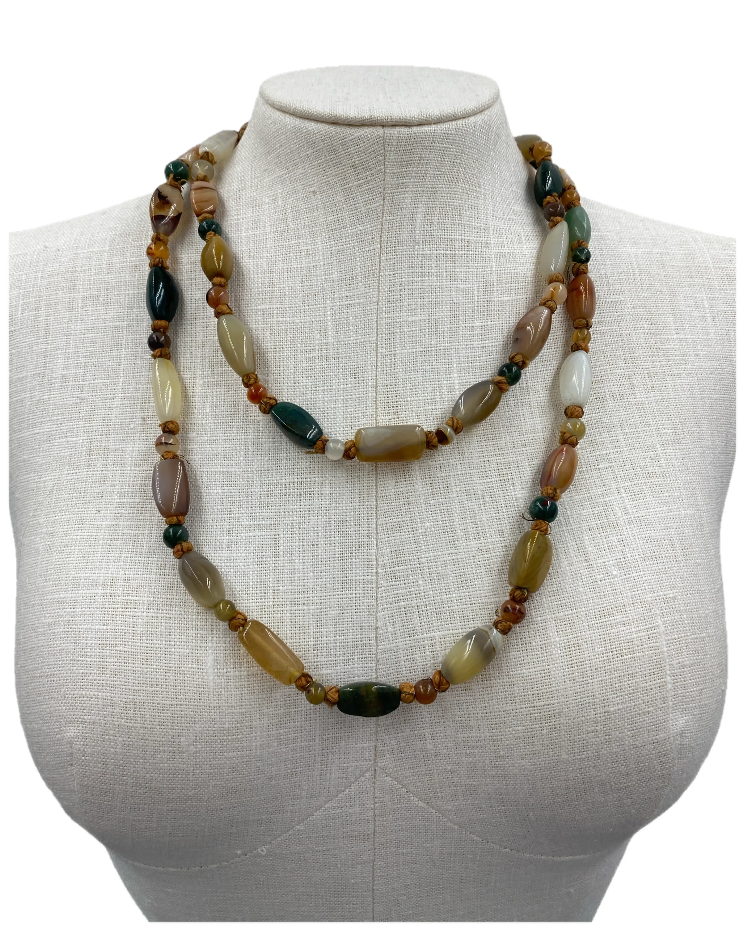 Vintage Chunky Natural Stone Necklace, 48"