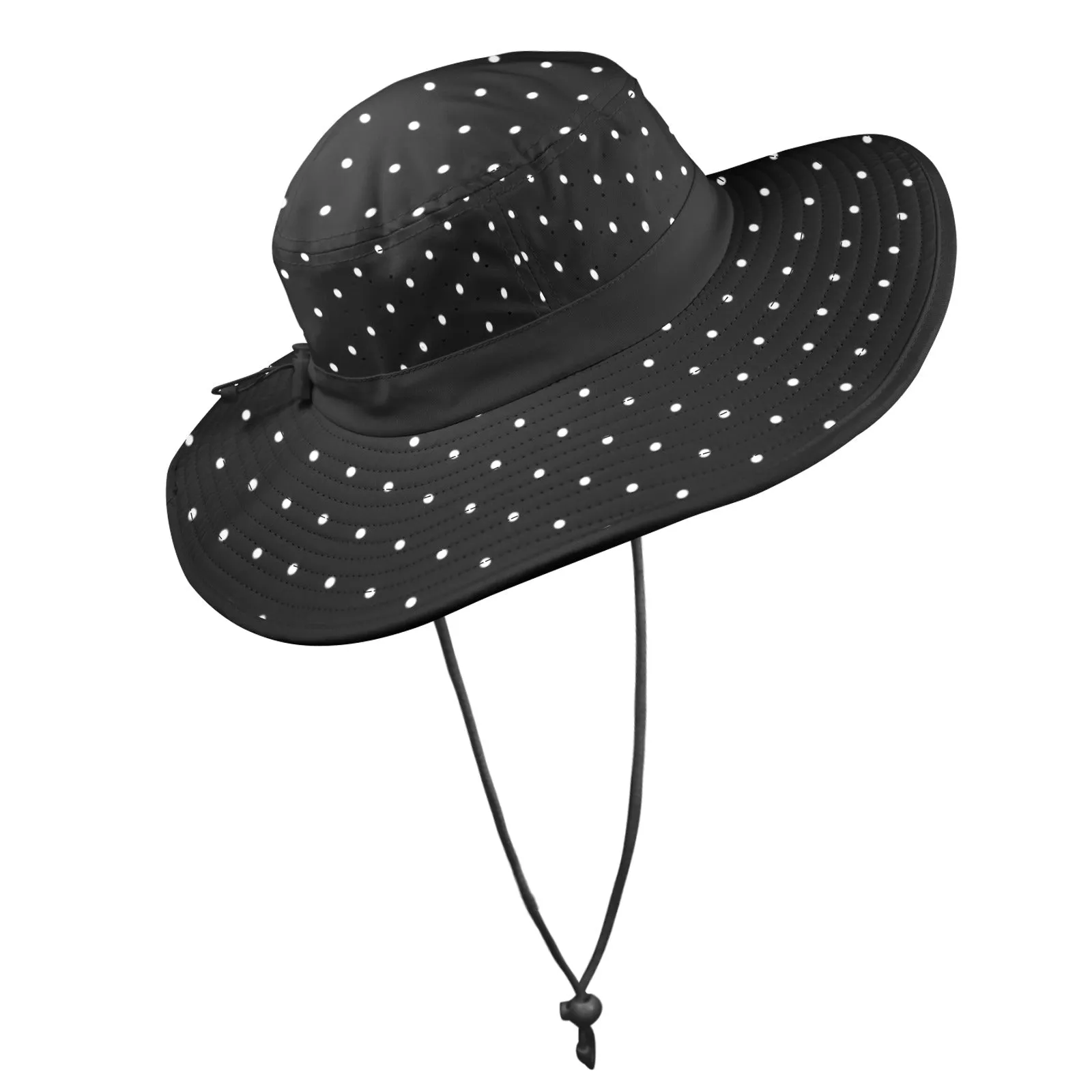 wb polka dot Wide Brim Bucket Hat