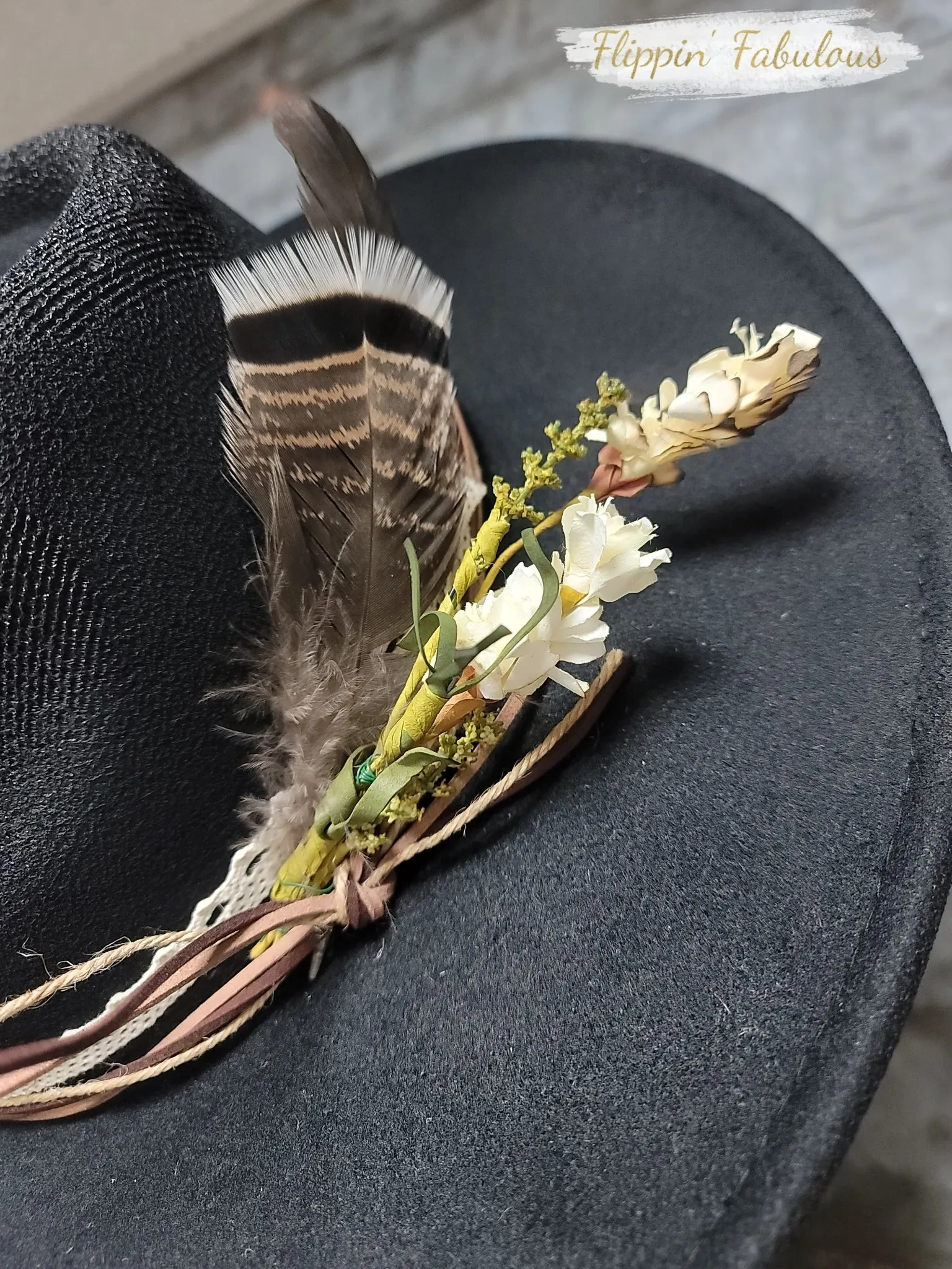 Wildflower Hand Burned Wide Brim Hat