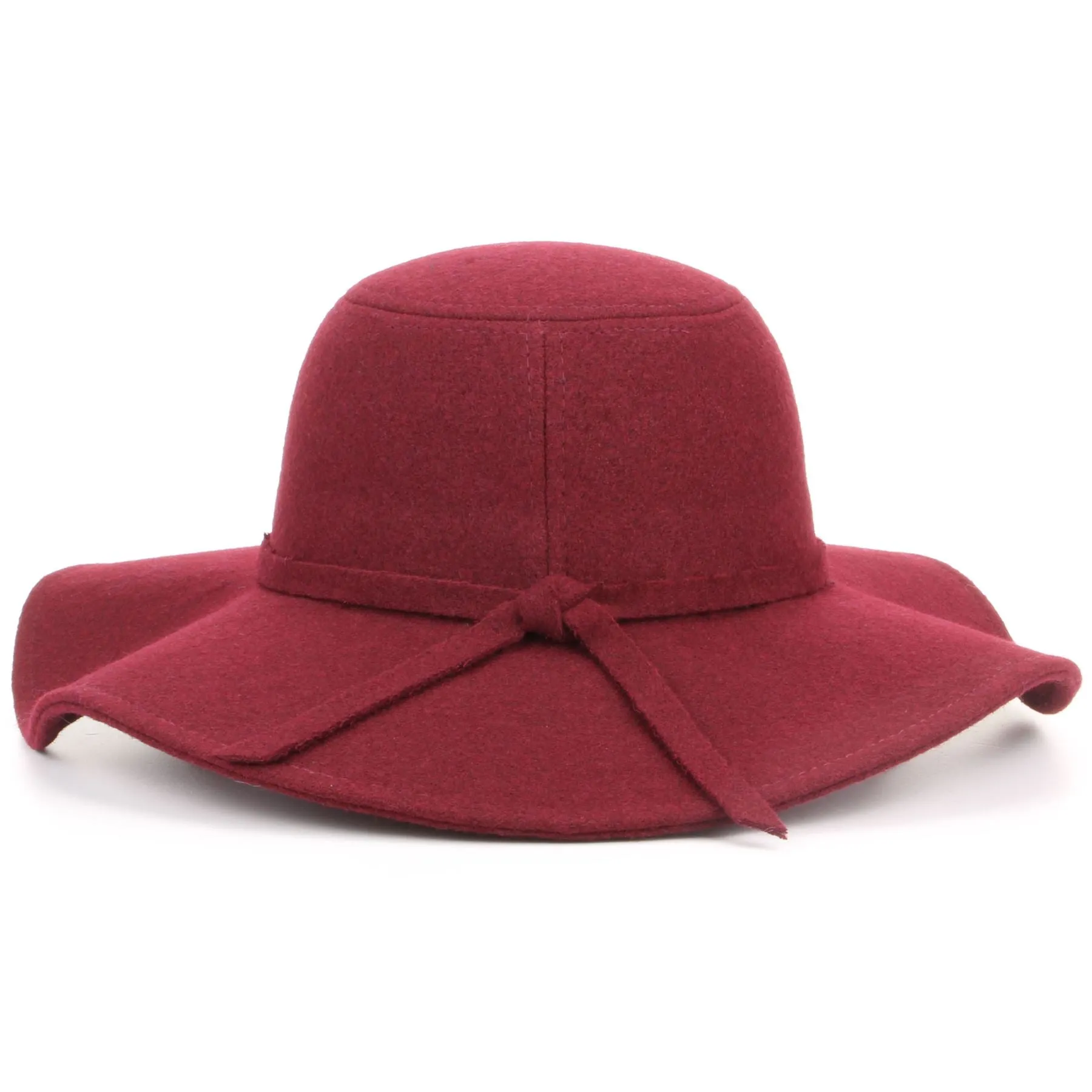 Wool felt wide brim floppy hat - Wine (One Size)